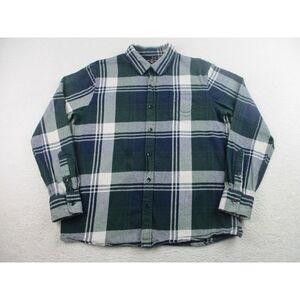 True Religion Shirt Mens Size Large Long Sleeve Western Style Plaid Navy White L